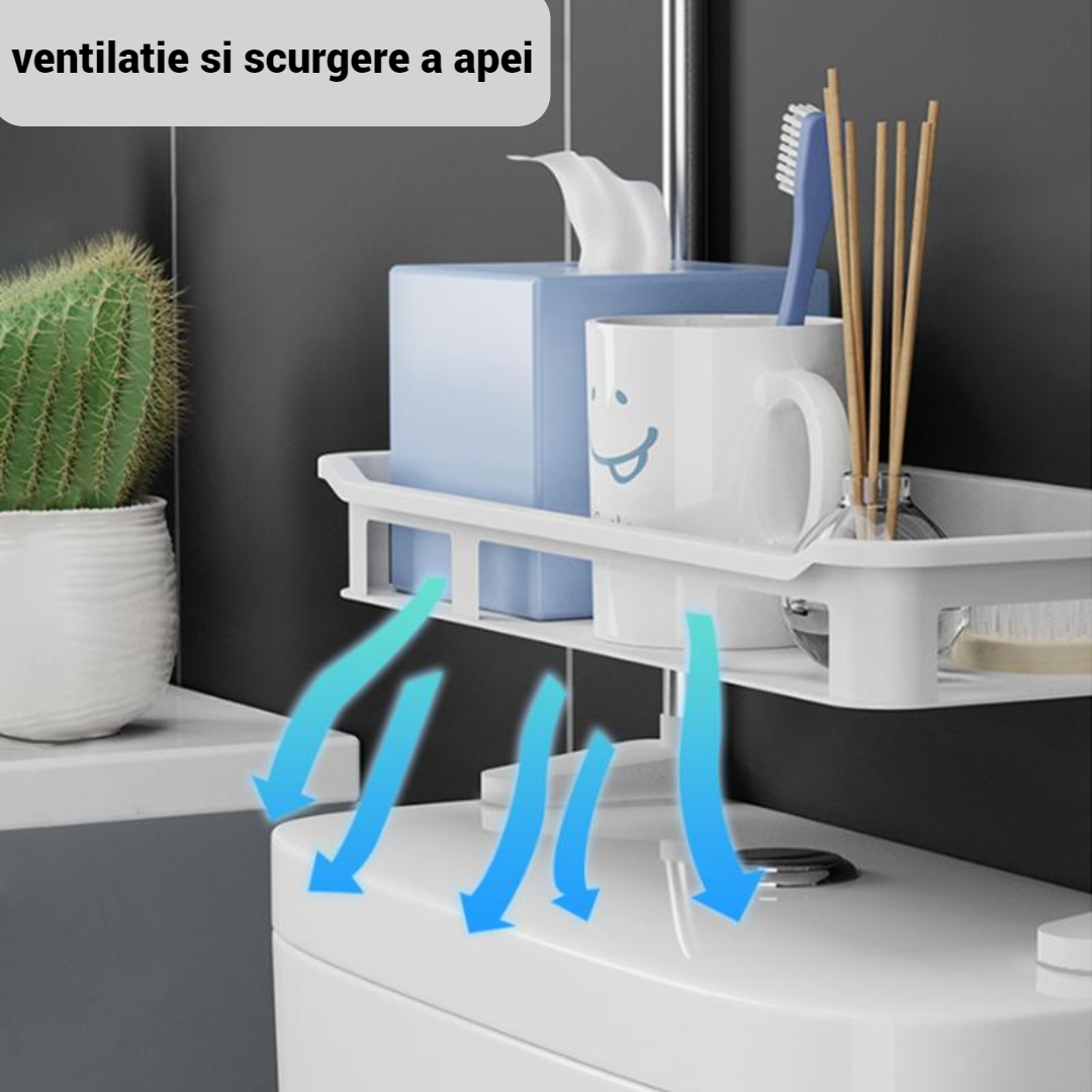Suport multifunctional, cu 2 polite, pentru depozitare, pentru baie sau bucatarie