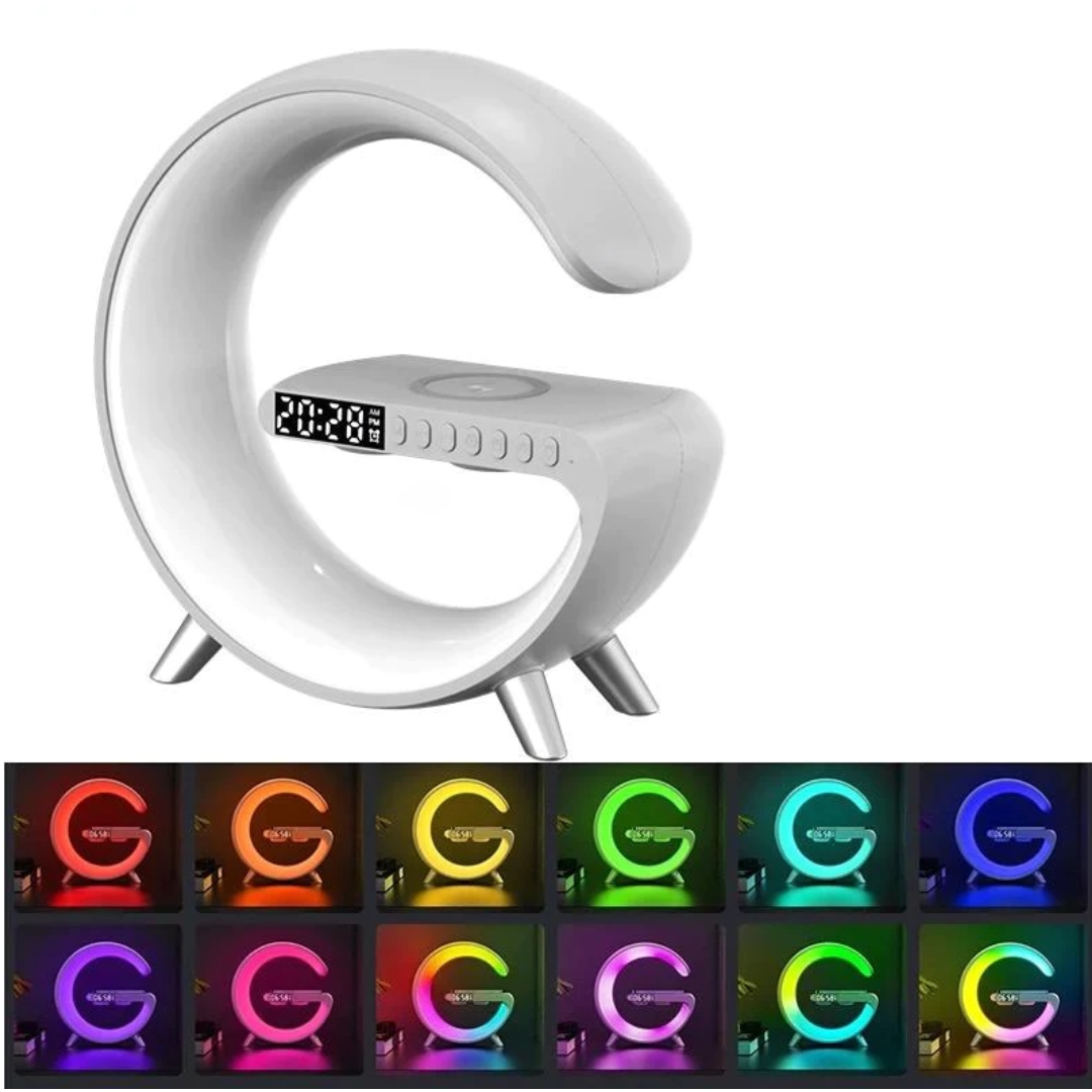 Statie incarcare wireless 3 in 1 cu lampa RGB si boxa bluetooth, control aplicatie