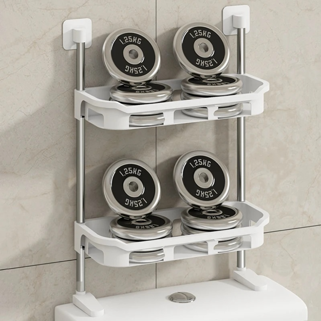 Suport multifunctional, cu 2 polite, pentru depozitare, pentru baie sau bucatarie