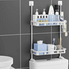 Suport multifunctional, cu 2 polite, pentru depozitare, pentru baie sau bucatarie