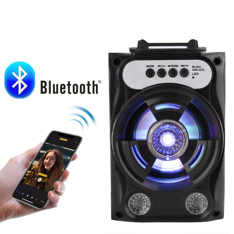 Boxa portabila bluetooth, disco, cu lumini, USB, card si radio