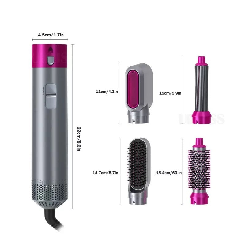 Lichidare de stoc. Perie de par 5 in 1 multifunctionala, cu aer cald si multiple accesorii incluse