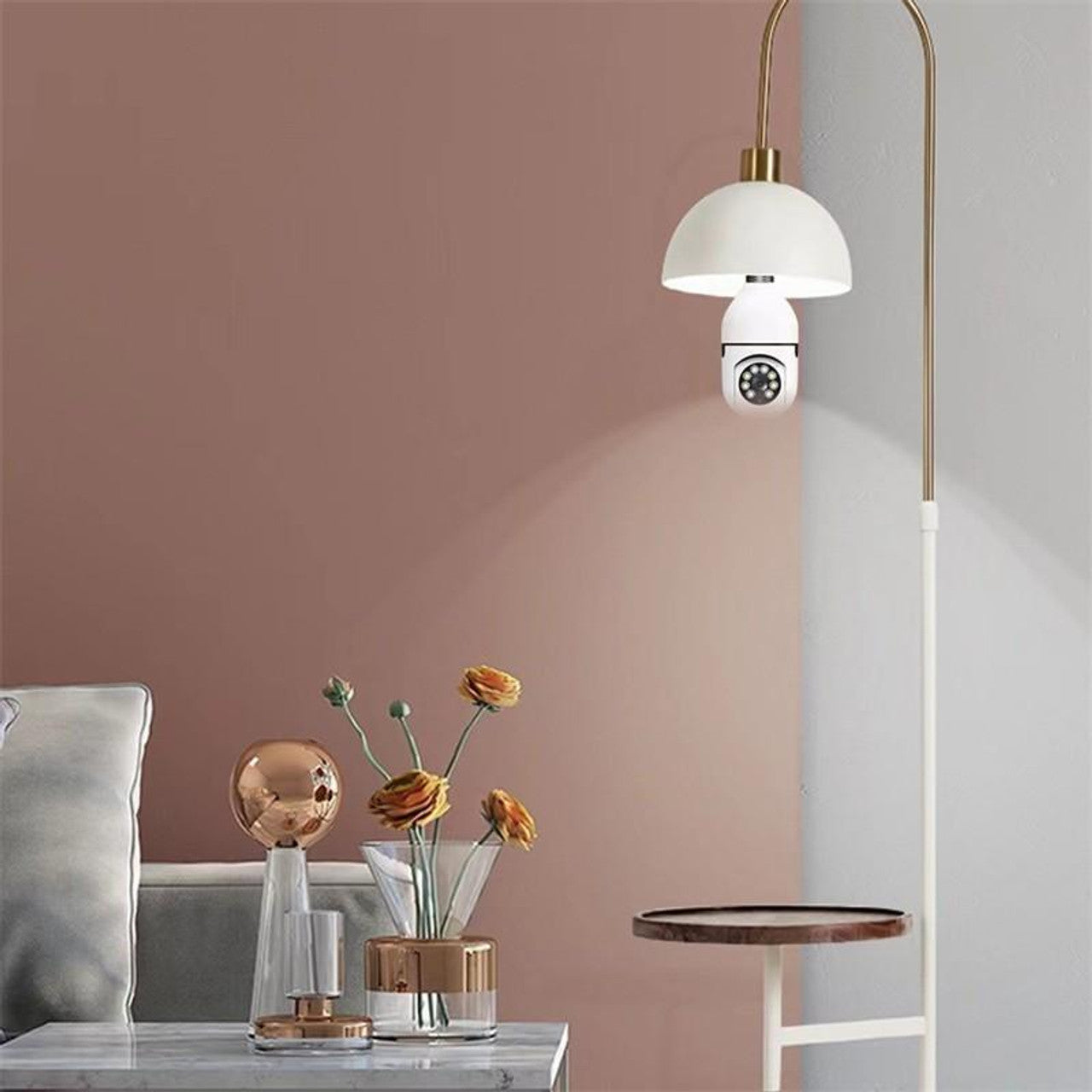 Camera WiFi Tip Bec 355° Full HD cu Unghi Panoramic, Senzor de Miscare și Functie Audio Bidirectionala