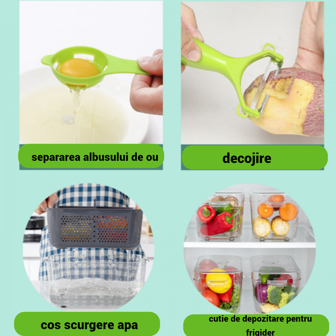 Razatoare multifunctionala pentru legume, cu 22 de accesorii