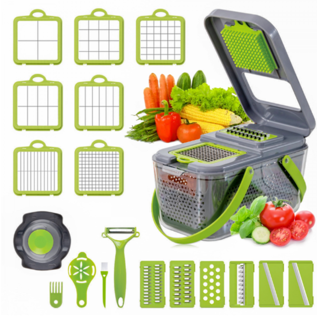 Razatoare multifunctionala pentru legume, cu 22 de accesorii
