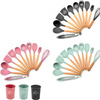 Set 12 Ustensile de Gatit din Silicon, cu Maner din Bambus